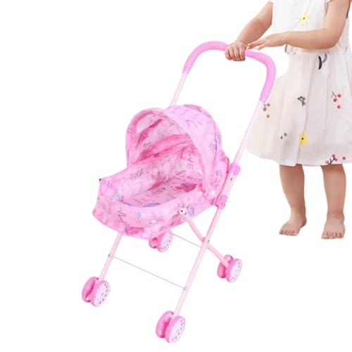 Babypuppenwagen - 9 Zoll Faltbarer Kinderwagen -Baldachin für das Spielen, Reisespaß mit einfacher Klappfunktion, Spielzeugwagen für die Heimschule im Freien, rosa Stoff, Geschenkverpackung Babypuppenwagen - 9 Zoll Faltbarer Kinderwagen -Baldachin für das Spielen, Reisespaß mit einfacher Klappfunktion, Spielzeugwagen für die Heimschule im Freien, rosa Stoff, Geschenkverpackung von Generisch