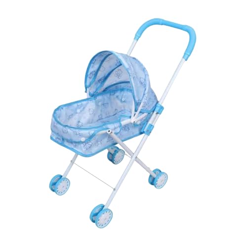 Babypuppenwagen - 9 Zoll Faltbarer Kinderwagen -Baldachin für das Spielen, Reisespaß mit einfacher Klappfunktion, Spielzeugwagen für die Heimschule im Freien, rosa Stoff, Geschenkverpackung von Generisch
