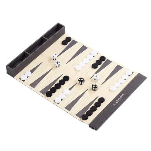 Backgammon-Set für Erwachsene, Reise-Backgammon-Set, falzbares Schach- und Dame-Spiel mit knitterresistenter Oberfläche, Outdoor-Spiele für Familie und Freunde, ideales Reisespielset (Weltraumgrau) von Generisch