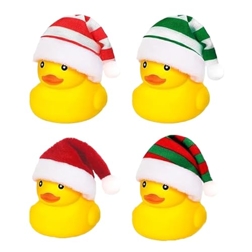 Badeente Quietscheente Weihnachtsgummienten Lustige Gummi Ente Auto Armaturenbrett Ornament Mit Weihnachtsmütze, Süßes Entenspielzeug Für Weihnachten, 4 Stück Badeente Quietscheente Weihnachtsgummienten Lustige Gummi Ente Auto Armaturenbrett Ornament Mit Weihnachtsmütze, Süßes Entenspielzeug Für Weihnachten, 4 Stück von Generisch