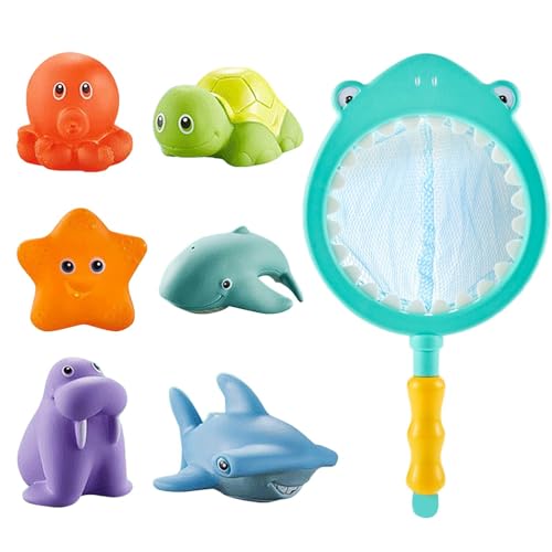 Badewannespielzeug, Bath Toys, Wasserspielzeug Kinder – Kreative Set mit Netz & 6 Tierfiguren, Sicher & Umweltfreundlich, Für Spaß im Wasser, Badespielzeug Baby ab 1, 2, 3 Jahr (Grün) von Generisch
