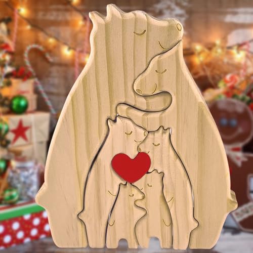 Personalisiertes Holzkunstpuzzle der Bärenfamilie, Holz Bär Tier Skulpturen Desktop Ornament Heim Büro Tischdekoration Ideen Geschenk für Weihnachts Jubiläum Muttervatertag Geburtstag Personalisiertes Holzkunstpuzzle der Bärenfamilie, Holz Bär Tier Skulpturen Desktop Ornament Heim Büro Tischdekoration Ideen Geschenk für Weihnachts Jubiläum Muttervatertag Geburtstag von Generisch
