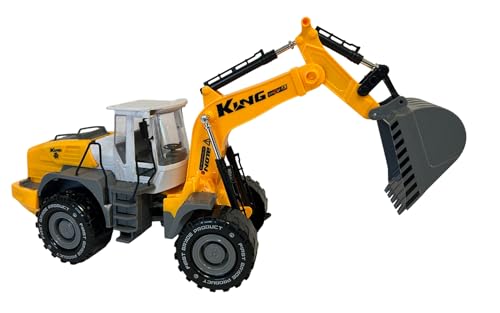 Bagger Maxi Spielzeug mit Bewegung Kupplung Gummierte Schaufel Bagger Fahrzeug Baustelle Bagger Bagger mit Traktor Arm mit Frontschaufel Fahrzeug Bau LKW Bagger Spielzeug groß (C) von Generisch