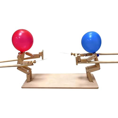 Ballon Bambus Mann Kampf - handgefertigte Holzzäunepuppen | 2-Spieler schneller Ballonkampfspiel | Beinhaltet 50 Luftballons | Interaktives Holzspiel für Partyunterhaltung von Generisch