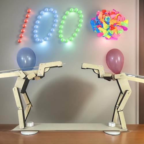 Balloon Bamboo Man Battle Mit 100 Luftballons, Handgefertigte Hölzerne Fechtpuppen, Rasante Ballonschlacht Für 2 Spieler, Holzkämpfer Mit Ballonkopf Tabletop Spiele, Für 12+ von Generisch