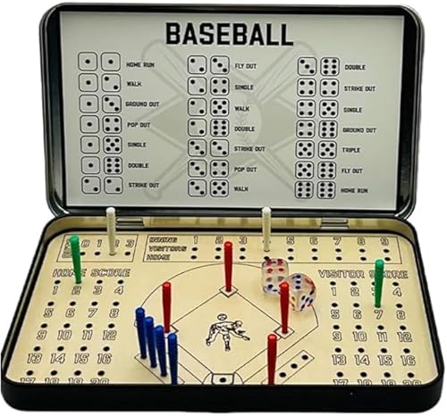 Baseball Travel Board Games,Interactive Board Game,Portable Toddler Game,Softball Knuckle Dice Game,Tin Box Board Game for Kids,Travel Board Game for Adults Family Fun (Baseball) von Generisch