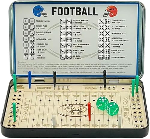 Baseball Travel Board Games,Interactive Board Game,Portable Toddler Game,Softball Knuckle Dice Game,Tin Box Board Game for Kids,Travel Board Game for Adults Family Fun (Football) von Generisch