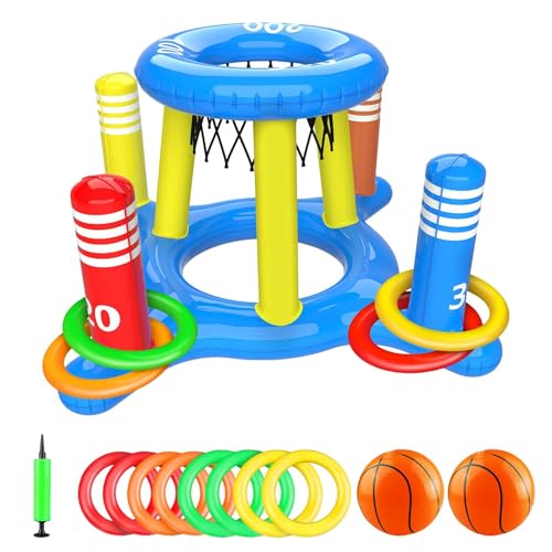 Basketball Hoop - Basketball -Netz Outdoor | Tragbarer Basketball -Hoop | Schwimmendes Basketball -Reifenspielzeug für Pool Wasserspiel schwimmend aufblasbare Basketballspiele für Swimming Pool von Generisch