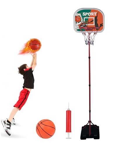 Basketball mit Standfuß, Höhe 180 cm, verstellbar von 110 cm bis 180 cm, Basketballkorb für den Innen- und Außenbereich, mit befüllbarer Basis, Stange und Korb aus Metall mit Ballpumpe Basketball mit Standfuß, Höhe 180 cm, verstellbar von 110 cm bis 180 cm, Basketballkorb für den Innen- und Außenbereich, mit befüllbarer Basis, Stange und Korb aus Metall mit Ballpumpe von Generisch