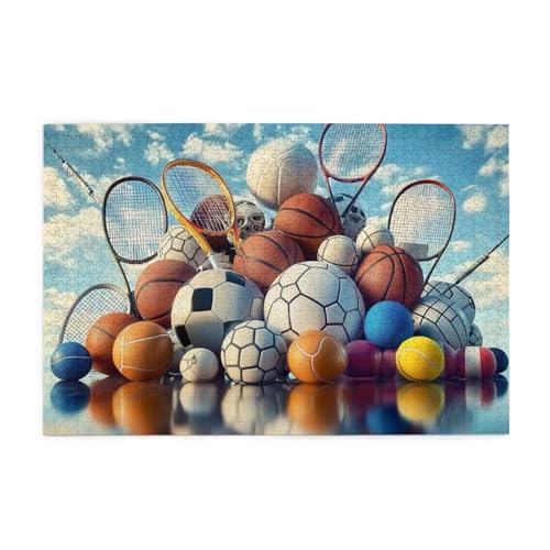 Basketball und Tennis, Badminton 1000 Teile Puzzles für Erwachsene Holzpuzzles für Erwachsene Geschenke Wohnkultur von Generisch