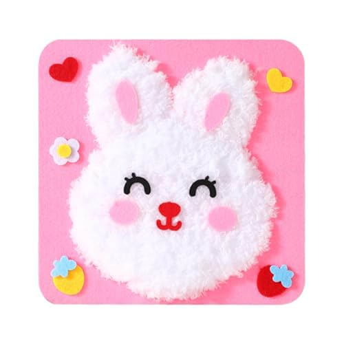 Basteln Ostern Für Kinder Von 4 Bis 6 Jahren DIY-Stickerei-Puppenset für Kinder, Näh- Bastelset, leicht durchzuführende Cartoon-Tier-Nähprojekte, Garnbrett, Tiere, Bastelset Für Kleinkinder (A) von Generisch