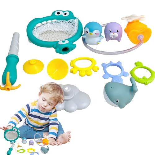 Bath Toys for Kids, Drainage Holes, Modular Multi Functional Bathroom Playset with Portable Fishing Net, 9.06x6.85x2.52 Inches Suction Cup for Water Play, Boys and Girls Pool Bath Toys for Kids, Drainage Holes, Modular Multi Functional Bathroom Playset with Portable Fishing Net, 9.06x6.85x2.52 Inches Suction Cup for Water Play, Boys and Girls Pool von Generisch