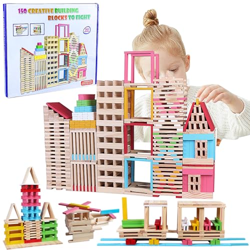 Holzbausteine Natur, 150 bunte Holzbausteine, Holzsteine zum Bauen, Holzbaukasten,Spielzeug ab 3 4 5 6 Jahre, Bauklötze Holz für Kinder,Geschenke Junge und Mädchen, Ostergeschenke, Kreatives Holzbausteine Natur, 150 bunte Holzbausteine, Holzsteine zum Bauen, Holzbaukasten,Spielzeug ab 3 4 5 6 Jahre, Bauklötze Holz für Kinder,Geschenke Junge und Mädchen, Ostergeschenke, Kreatives von Generisch