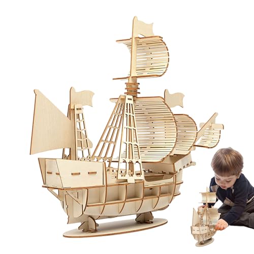 Baustein-Set,Baustein-Bausätze für Kinder - 3D-Segelbootmodell-Montageblock-Bausatz - Kreatives Bauset für Bücherregal, Schreibtisch, Wohnzimmer von Generisch