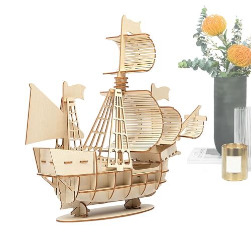Baustein-Sets | 3D Boot Baustein Set | Holz Kreative Vintage Dekorative Detaillierte Modell Für Display Sammlung Erwachsene Hobby Geburtstag von Generisch