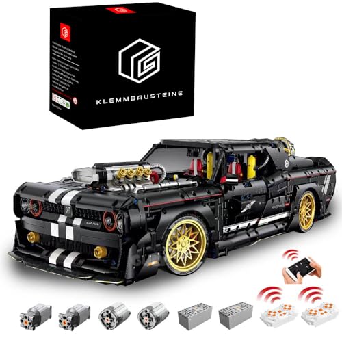Bausteine Bausatz für D0DGE ChaIlenger mit 3680+ Teilen und 6 M0T0Rs Retro Auto Design mit LED Kit Kompatibel mit Iego MOC Technologie Auto von Generisch
