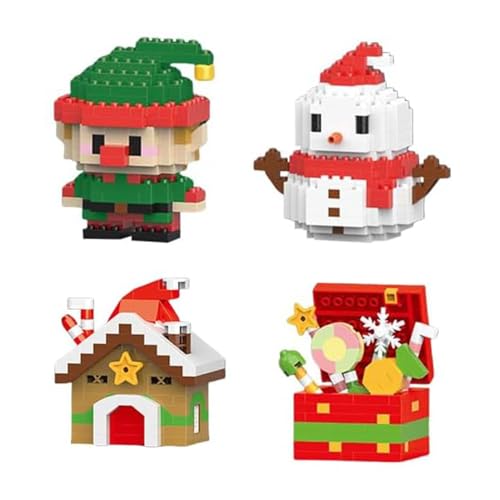 Bausteine-Set, Weihnachtsmann-Design, 4 Stück, Weihnachtsmotiv-Bausteine, Ornamente, 2026 neue Mini-Baufiguren, DIY-Strumpffüller, Weihnachten, Neujahr, Geburtstagsgeschenke, Partygeschenke (Set C) von Generisch
