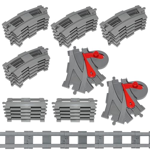 Bausteine Zug Schienen Set, 32 Stück City Zug Schienen, City Schienen Eisenbahn Set, Bestehend aus Cross Track Gerade, Kurven Schienen, Spielzeug Geschenk für Kinder Bausteine Zug Schienen Set, 32 Stück City Zug Schienen, City Schienen Eisenbahn Set, Bestehend aus Cross Track Gerade, Kurven Schienen, Spielzeug Geschenk für Kinder von Generisch