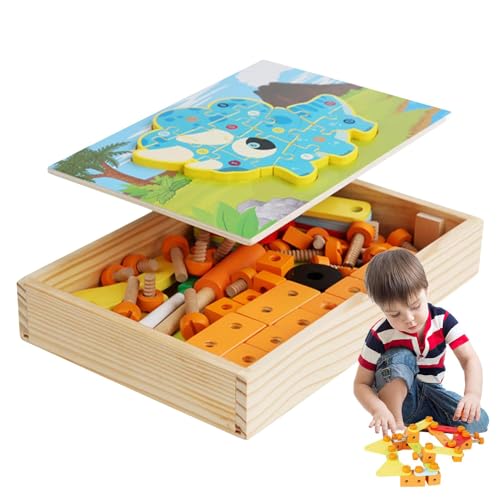 Bauwerkzeuge aus , Holzwerkzeugset für Kinder | -Werkzeugkasten-Set,Pädagogisches Rollenspiel-Konstruktionsspielzeug, STEM-Nuss-Demontagespielzeug mit Blöcken und Puzzles für Kinder, und Mädch Bauwerkzeuge aus , Holzwerkzeugset für Kinder | -Werkzeugkasten-Set,Pädagogisches Rollenspiel-Konstruktionsspielzeug, STEM-Nuss-Demontagespielzeug mit Blöcken und Puzzles für Kinder, und Mädch von Generisch