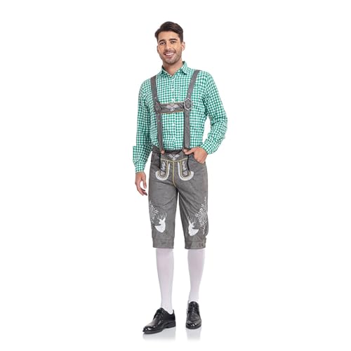 Bayerisch KostüM Set Halloween KostüM Oktoberfest Herren Outfit Set Hut Overall Trachtenhemd Oktoberfest Hemd Herren Trachtenhemd Kariertes Freizeithemd Bayerisch KostüM Set Halloween KostüM Oktoberfest Herren Outfit Set Hut Overall Trachtenhemd Oktoberfest Hemd Herren Trachtenhemd Kariertes Freizeithemd von Generisch