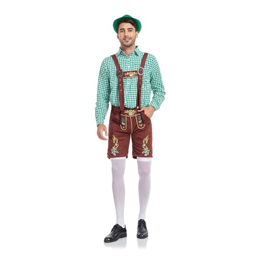 Bayerisch KostüM Set Halloween KostüM Oktoberfest Herren Outfit Set Hut Trachtenhemd Oktoberfest Hemd Herren Trachtenhemd Kariertes Freizeithemd Karohemd Bayerisch KostüM Set Halloween KostüM Oktoberfest Herren Outfit Set Hut Trachtenhemd Oktoberfest Hemd Herren Trachtenhemd Kariertes Freizeithemd Karohemd von Generisch