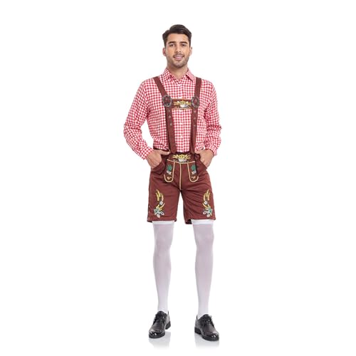 Bayerisch KostüM Set Halloween KostüM Oktoberfest Herren Outfit Set Hut Trachtenhemd Oktoberfest Hemd Herren Trachtenhemd Kariertes Freizeithemd Karohemd Bayerisch KostüM Set Halloween KostüM Oktoberfest Herren Outfit Set Hut Trachtenhemd Oktoberfest Hemd Herren Trachtenhemd Kariertes Freizeithemd Karohemd von Generisch