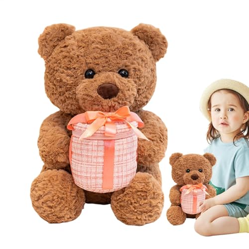 Bear, Cuddle Bear Stuffed Animal Plush Toy, Adorable Valentine’s Doll Holding Bow Decorated Box Home Decoration, Soft Huggable Gift for Kids Adults, 30cm Bear, Cuddle Bear Stuffed Animal Plush Toy, Adorable Valentine’s Doll Holding Bow Decorated Box Home Decoration, Soft Huggable Gift for Kids Adults, 30cm von Generisch