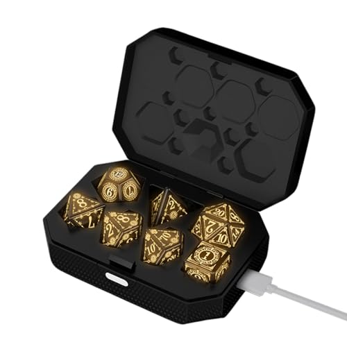 Beleuchtetes Würfel-Set, 25 mAh, leuchtende Würfel, Lade-Würfel-Set, polyedrisches Würfel-Set, Tischspiele, Würfel mit wiederaufladbarer Box für Männer und Frauen, Rollenspiele, Tischspiele Beleuchtetes Würfel-Set, 25 mAh, leuchtende Würfel, Lade-Würfel-Set, polyedrisches Würfel-Set, Tischspiele, Würfel mit wiederaufladbarer Box für Männer und Frauen, Rollenspiele, Tischspiele von Generisch