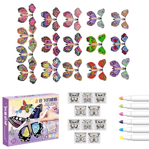 Bemaltes Bastelkarten-Set,Fliegender Schmetterling Schmetterlings-Bastelset,Magischer Feenfliegender Schmetterling - Handgefertigter Schmetterling zum Aufziehen, magische Fee, fliegender Schmetterling Bemaltes Bastelkarten-Set,Fliegender Schmetterling Schmetterlings-Bastelset,Magischer Feenfliegender Schmetterling - Handgefertigter Schmetterling zum Aufziehen, magische Fee, fliegender Schmetterling von Generisch