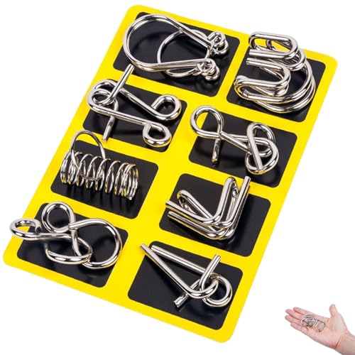 Berlinmoon Metall-Puzzle-Ring, 8-teilig, Blaue Version, Denksportaufgaben, 3D-Metallpuzzle, Denkspiel, Mini-Geschenk für Erwachsene und Kinder (A) von Generisch