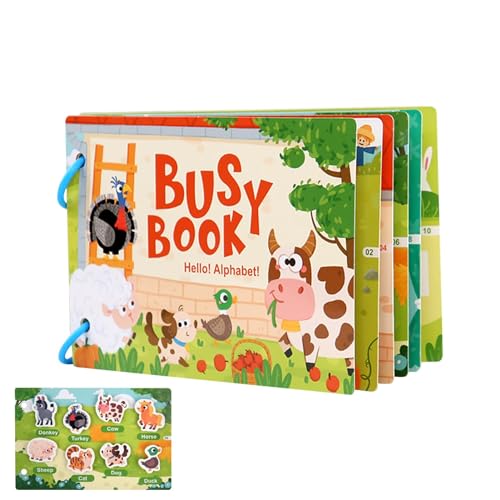 Beschäftigtes Buch, Vorschulbeschäftigtes Buch | Papierbeschäftigtes Buch mit Aktivitäten im Vorschulalter | Aktivitäts- und Stickerbuch, Reisespielzeug, wiederverwendbar, pädagogisches Sticker-Aktivi von Generisch