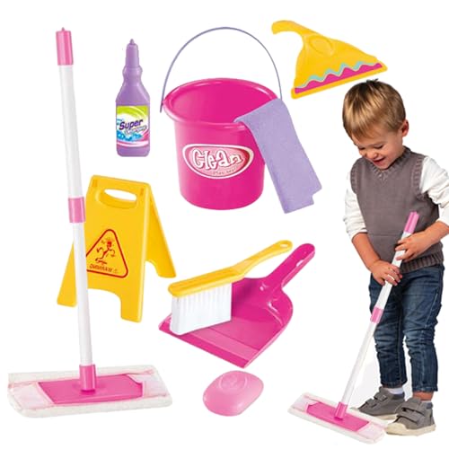 Besen- und Reinigungsset für Kleinkinder,Reinigungsset für Kleinkinder-Housekeeping-Spielset - Spielzeug-Reinigungsset enthält Besen, Mopp, Bürste, Kehrschaufel, Eimer, Warnschild, STEM-Spielzeug fü Besen- und Reinigungsset für Kleinkinder,Reinigungsset für Kleinkinder-Housekeeping-Spielset - Spielzeug-Reinigungsset enthält Besen, Mopp, Bürste, Kehrschaufel, Eimer, Warnschild, STEM-Spielzeug fü von Generisch