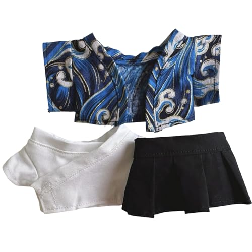 Bett Puppenbett Kleidung für Puppen, Bunte Kimono-Kleidungssets, geeignet für 17 cm Puppenkleidungszubehör (Kleidung ohne Puppe), Kleidungsoutfit, stilvolle Miniatur Puppenhaus (A, 10x15x1 cm) von Generisch