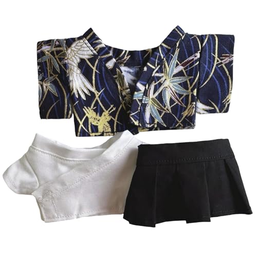 Bett Puppenbett Kleidung für Puppen, Bunte Kimono-Kleidungssets, geeignet für 17 cm Puppenkleidungszubehör (Kleidung ohne Puppe), Kleidungsoutfit, stilvolle Miniatur Puppenhaus (B, 10x15x1 cm) von Generisch