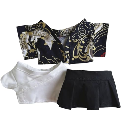 Bett Puppenbett Kleidung für Puppen, Bunte Kimono-Kleidungssets, geeignet für 17 cm Puppenkleidungszubehör (Kleidung ohne Puppe), Kleidungsoutfit, stilvolle Miniatur Puppenhaus (D, 10x15x1 cm) von Generisch