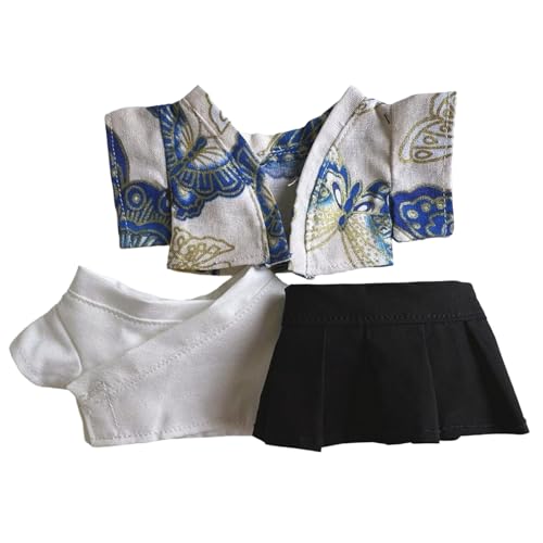 Bett Puppenbett Kleidung für Puppen, Bunte Kimono-Kleidungssets, geeignet für 17 cm Puppenkleidungszubehör (Kleidung ohne Puppe), Kleidungsoutfit, stilvolle Miniatur Puppenhaus (E, 10x15x1 cm) von Generisch