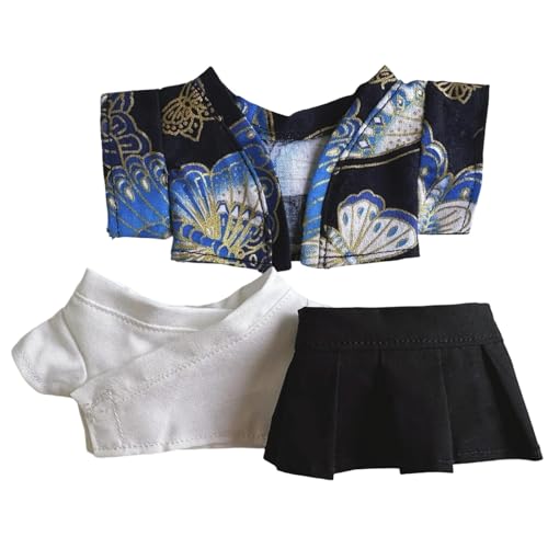 Bett Puppenbett Kleidung für Puppen, Bunte Kimono-Kleidungssets, geeignet für 17 cm Puppenkleidungszubehör (Kleidung ohne Puppe), Kleidungsoutfit, stilvolle Miniatur Puppenhaus (F, 10x15x1 cm) von Generisch