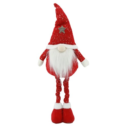 Bett Puppenbett Weihnachtsbaumspitze, großer Zwerg in Form eines Weihnachtsmanns, weicher Zwerg mit hoher Mütze und Beinen für den Weihnachtsbaum, den Kamin Hause, Tischdekoration. (Red, 70X29X13CM) von Generisch