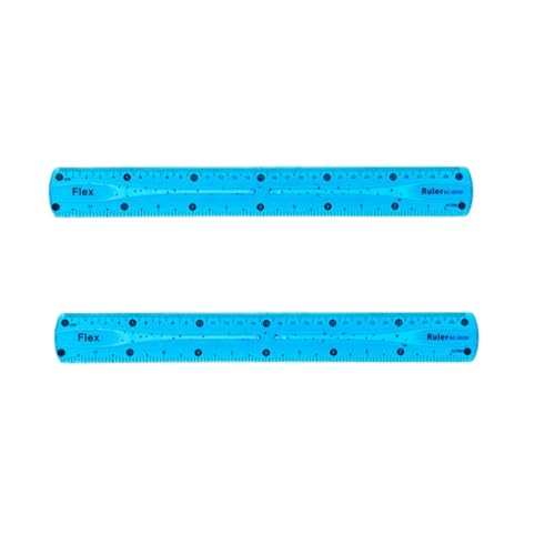 Biegbares Lineal, 30 cm, PVC, flexibles Lineal mit abgerundeten Ecken, transparentes und flexibles Messwerkzeug für Näh-, Handwerks- und DIY-Projekte (zufällige Farben) (2 Stück) von Generisch