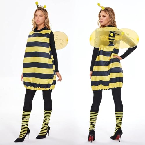Bienen Kostüm Damen - Bienenkostüm mit Biene Haarreif, Flügel, Beinärme, Fasching Kostüm Cosplay, Erwachsene Bienenkostüm, Tierkostüm für Karneval Party Bienen Kostüm Damen - Bienenkostüm mit Biene Haarreif, Flügel, Beinärme, Fasching Kostüm Cosplay, Erwachsene Bienenkostüm, Tierkostüm für Karneval Party von Generisch