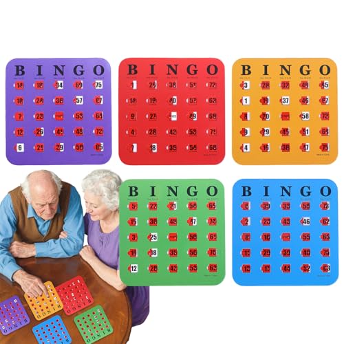 Bingo-Karten | 5 Stück Shutter Slide Bingo-Karten – lustiges Logik-Denkspiel für Zuhause, Büro, Versammlungen, Reisen, Camping, Partyzubehör Bingo-Karten | 5 Stück Shutter Slide Bingo-Karten – lustiges Logik-Denkspiel für Zuhause, Büro, Versammlungen, Reisen, Camping, Partyzubehör von Generisch