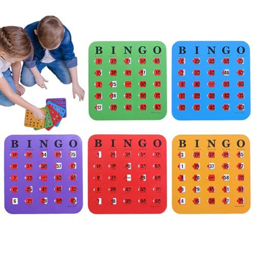 Bingo-Karten wiederverwendbar, 5-teiliges Bingo-Spiel mit Schiebekarten, lustiges Logik-Denkspiel für Zuhause, Büro, Versammlungen, Reisen, Camping, Partyzubehör Bingo-Karten wiederverwendbar, 5-teiliges Bingo-Spiel mit Schiebekarten, lustiges Logik-Denkspiel für Zuhause, Büro, Versammlungen, Reisen, Camping, Partyzubehör von Generisch