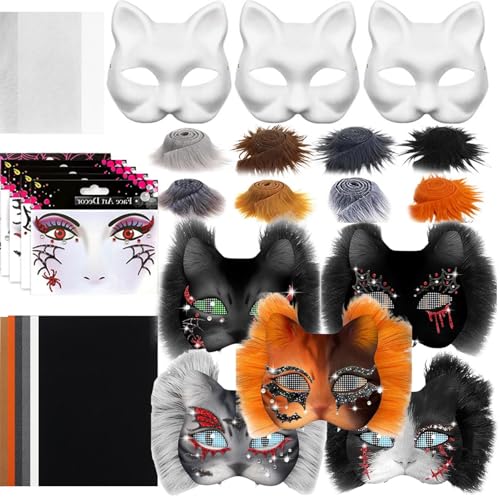 Blank Cat Mask Kit - Unbemaltes Katze Masque - Katze Maskerade -Maskenmasken -Katze -Katze Maskerade -Maske Mit Mesh Und Filzblättern - Kostüm -Requisite Für Cosplay, Partys, Kunsthandwerkspaß Für Erw Blank Cat Mask Kit - Unbemaltes Katze Masque - Katze Maskerade -Maskenmasken -Katze -Katze Maskerade -Maske Mit Mesh Und Filzblättern - Kostüm -Requisite Für Cosplay, Partys, Kunsthandwerkspaß Für Erw von Generisch