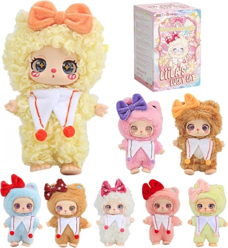 Blindbox mit Plüschpuppen, 8,5 Zoll süßes Plüschtier, Kawaii 1 von 6 möglichen mysteriösen Sammlerspielzeugen, süße weiche Tiere, Charm-Geburtstagsgeschenke (Liilas Glückskatzen-Serie) von Generisch