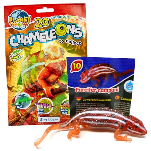 Generisch Blue Ocean Chamäleons Sammelfiguren 2024 - Planet Wow Farbwechsel Aufplustern Selten Figur - Auswahl (Figur 10. Juwelenchamäleon) von Generisch