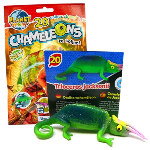 Generisch Blue Ocean Chamäleons Sammelfiguren 2024 - Planet Wow Farbwechsel Aufplustern Selten Figur - Auswahl (Figur 20. Dreihornchamäleon) von Generisch