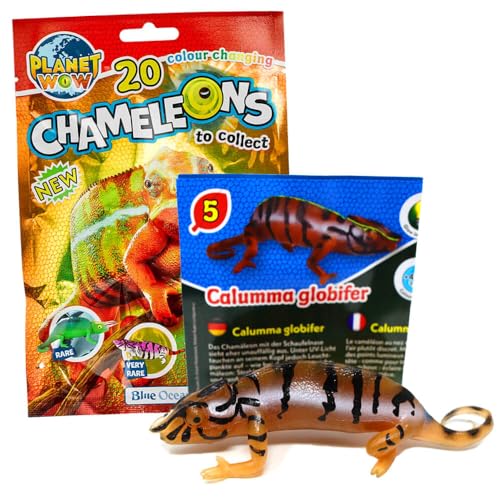 Blue Ocean Chamäleons Sammelfiguren 2024 - Planet Wow Farbwechsel Aufplustern Selten Figur - Auswahl (Figur 5. Calumma Globifer) von Generisch