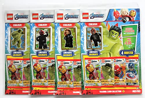 Blue Ocean Lego Marvel Avengers Serie 1 Trading Cards - Set alle 4 Multipacks 4 x Limitierte Gold Karte von Guoml
