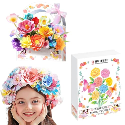 Blütenblatt-Blumenkunst-Set – DIY-Papierblumen-Bastelset, erstellen Sie 3D mit Blütenblättern, unterhaltsame und lehrreiche Kunst, 20 ml (White, One Size) von Generisch