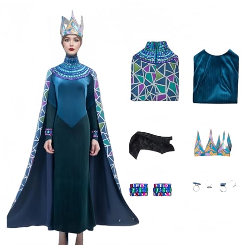Böse Königin Kostüm Cosplay Schneeprinzessin Stiefmutter Cosplay Outfit Königin Kleid für Halloween (Blau, XS) von Generisch